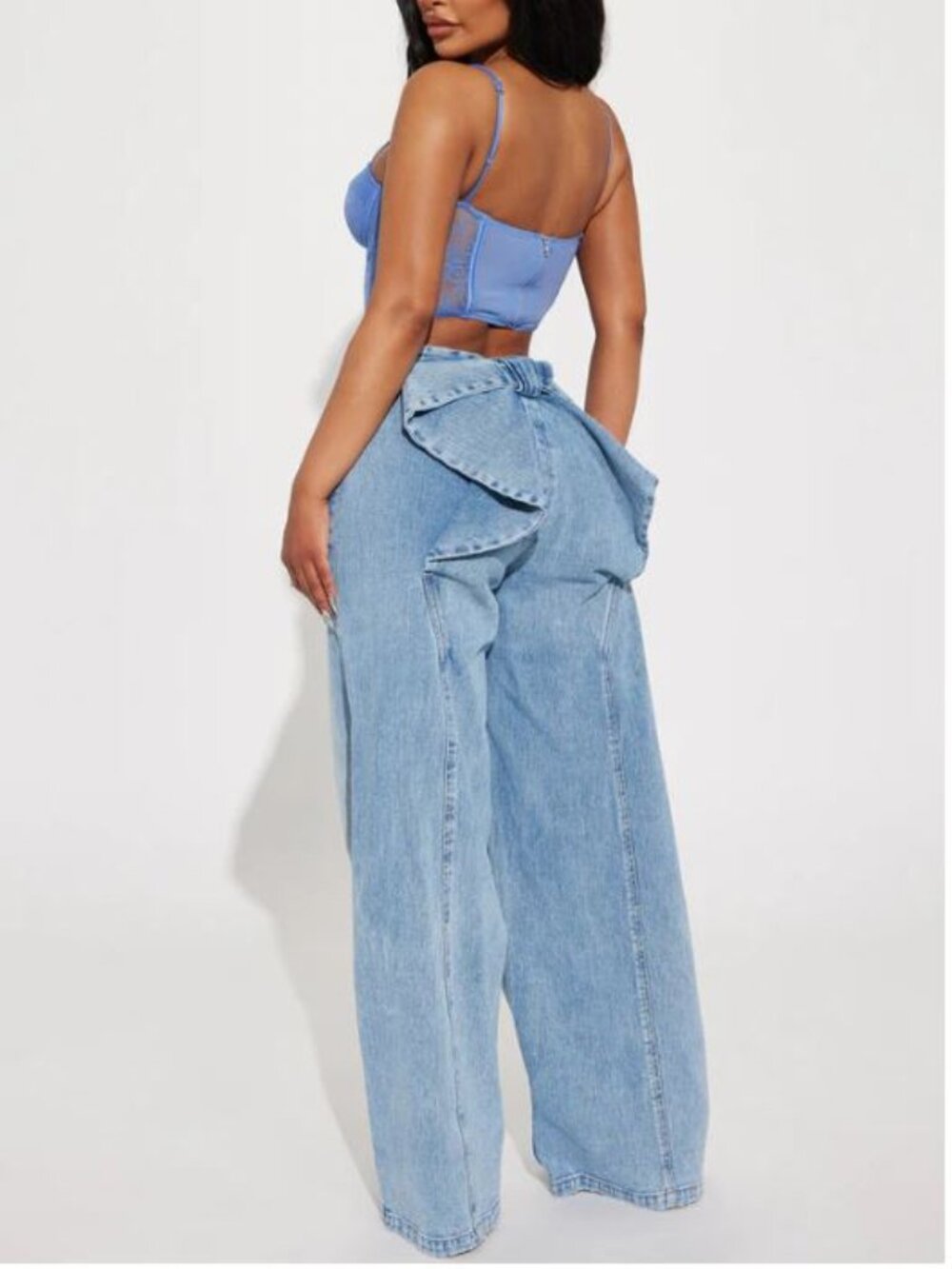 Fashion Nova Brianca Bow Wide Leg Jeans - Light Wash *FINAL SALE